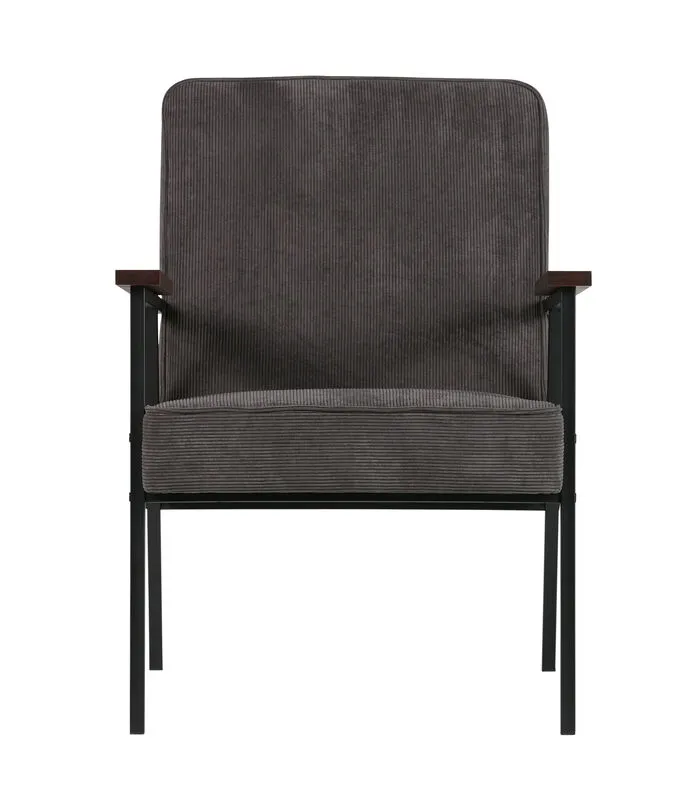 WOOOD Sally Fauteuil - Ribstof - Antraciet - 87x65x82