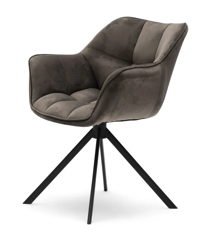 Rivièra Maison Eetkamerstoel Met Armleuning - Carnaby Dining Armchair - Velvet - Antraciet Grijs - Image 2
