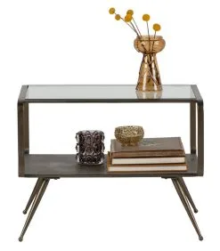 BePureHome Fancy Bijzettafel - Metaal/Glas - Antique Brass - 46x60x50