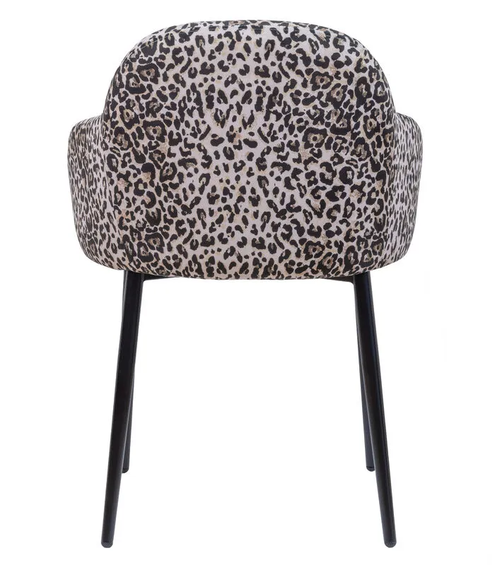 WOOOD Noortje Eetkamerstoel - Polyester - Panterprint - Set Van 2 - Image 4