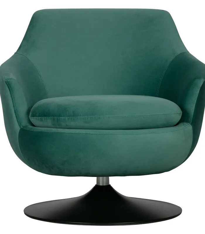 WOOOD Exclusive Exclusive Jada Draaifauteuil - Velvet - Teal - 78x79x82