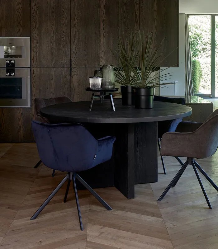 Rivièra Maison Eetkamerstoel Met Armleuning - Carnaby Dining Armchair - Velvet - Blauw - Image 2