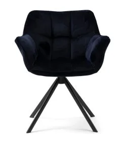 Rivièra Maison Eetkamerstoel Met Armleuning - Carnaby Dining Armchair - Velvet - Blauw