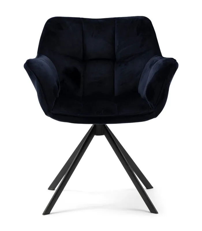 Rivièra Maison Eetkamerstoel Met Armleuning - Carnaby Dining Armchair - Velvet - Blauw