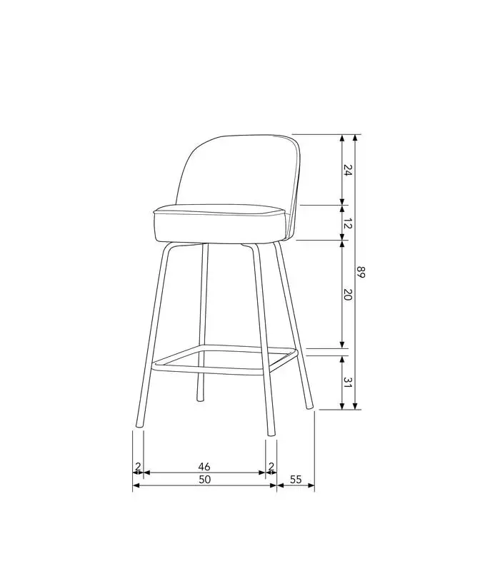 BePureHome Barstoel Vogue - Geweven Stof - Donkergrijs - 89x50x55 - Image 2