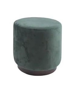 Leitmotiv Poef W. Wood Rim - Velvet Donker Groen - Medium - 36x38cm
