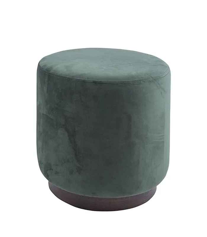 Leitmotiv Poef W. Wood Rim - Velvet Donker Groen - Medium - 36x38cm