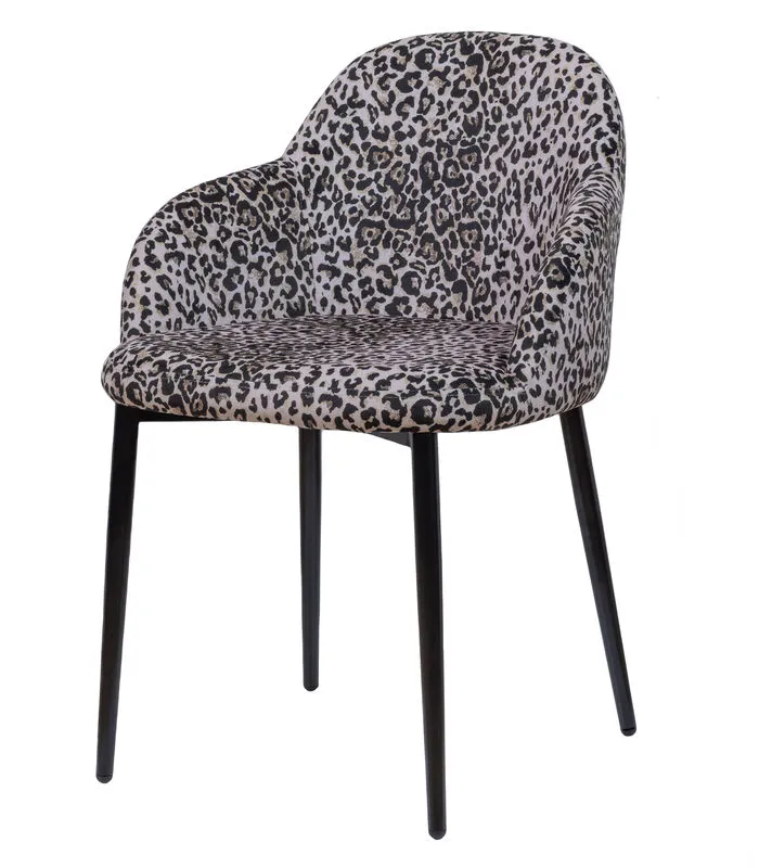 WOOOD Noortje Eetkamerstoel - Polyester - Panterprint - Set Van 2 - Image 2