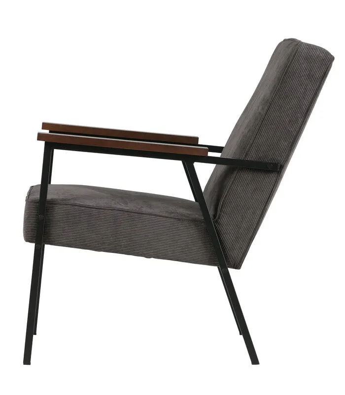 WOOOD Sally Fauteuil - Ribstof - Antraciet - 87x65x82 - Image 3