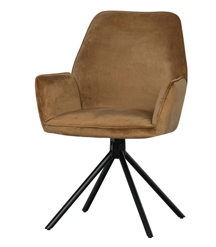 WOOOD Amber Eetkamerstoel - Fluweel - Karamel - Set Van 2 - Image 4