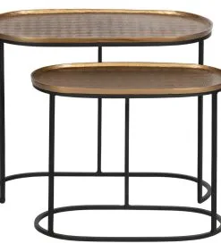 BePureHome Embrace Bijzettafel - Metaal - Antique Brass - Set Van 2