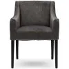 Rivièra Maison Eetkamerstoel Met Armleuning, Zwarte Poten - Savile Row Dining Armchair - Berkshire - Elephant Grijs - 1 Stuk