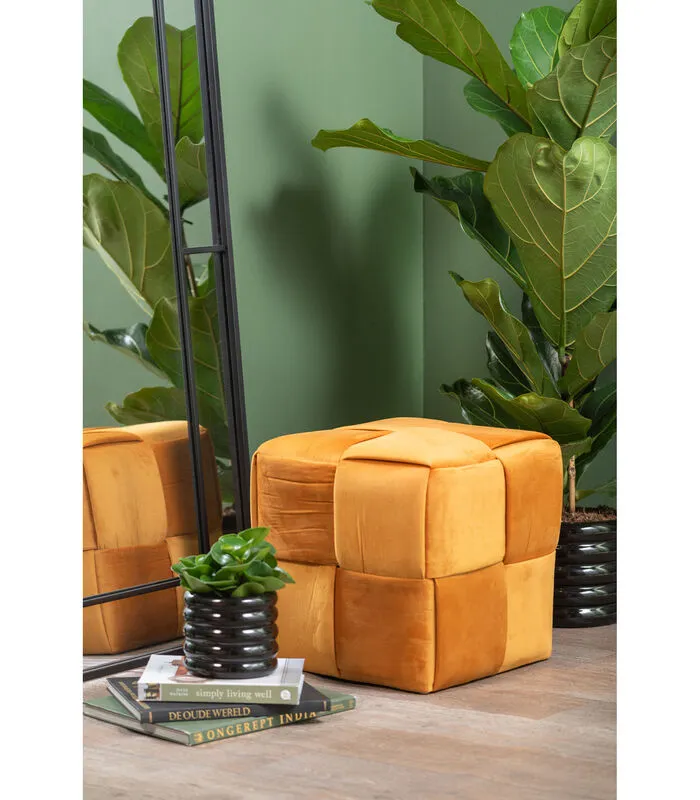 Leitmotiv Poef Weaved - Okergeel - 39x39x38cm - Image 2