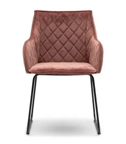 Rivièra Maison Eetkamerstoel Met Armleuning - Isco Drive Dining Armchair - Velvet - Roze