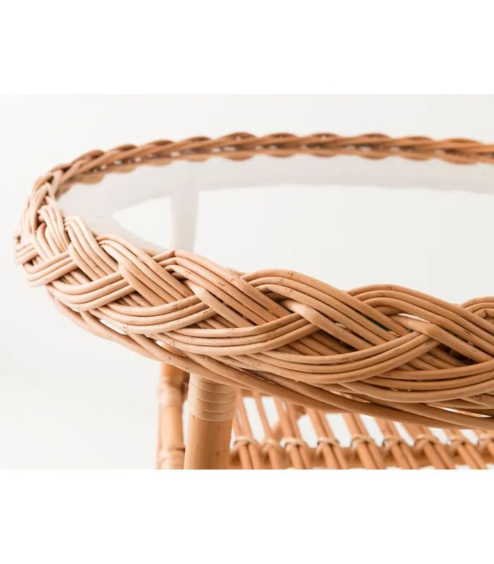 Kok Maison Rieten Ronde Tafel Colette 2 - Glas 50 Cm - Image 2