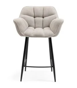 Rivièra Maison Riviera Maison Barkruk Met Rugleuning - Carnaby Counter Chair MoulinĂ© - Linnen - Naturel