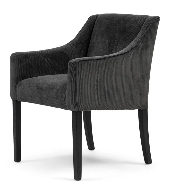 Rivièra Maison Eetkamerstoel Met Armleuning - Savile Row Dining Armchair - Ribstof - Grijs - Image 2