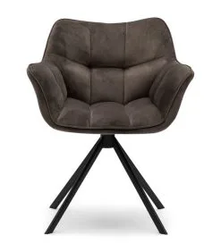 Rivièra Maison Eetkamerstoel Met Armleuning - Carnaby Dining Armchair - Velvet - Antraciet Grijs