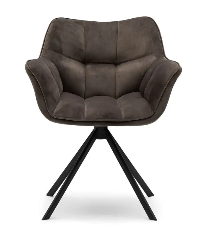 Rivièra Maison Eetkamerstoel Met Armleuning - Carnaby Dining Armchair - Velvet - Antraciet Grijs