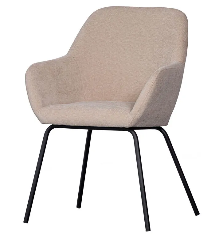 WOOOD Eetkamerstoel Vos - Polyester - Zand - Set Van 2