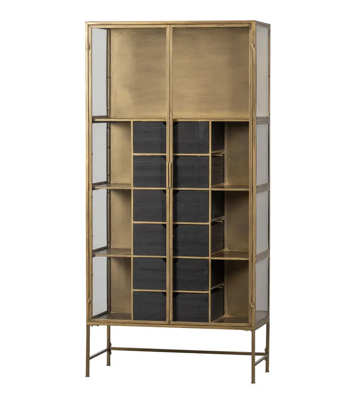 WOOOD Exclusive Exclusive Kayaz Vitrinekast - Metaal - Brass - 187x90x40