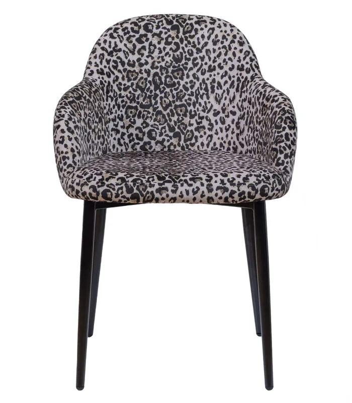 WOOOD Noortje Eetkamerstoel - Polyester - Panterprint - Set Van 2 - Image 3