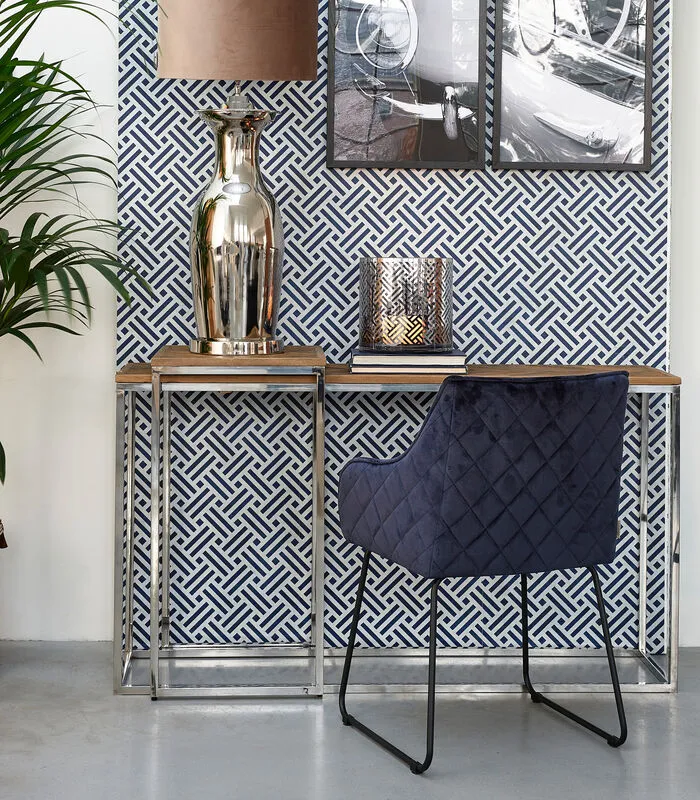 Rivièra Maison Eetkamerstoel Met Armleuning - Isco Drive Dining Armchair - Velvet - Blauw - Image 2