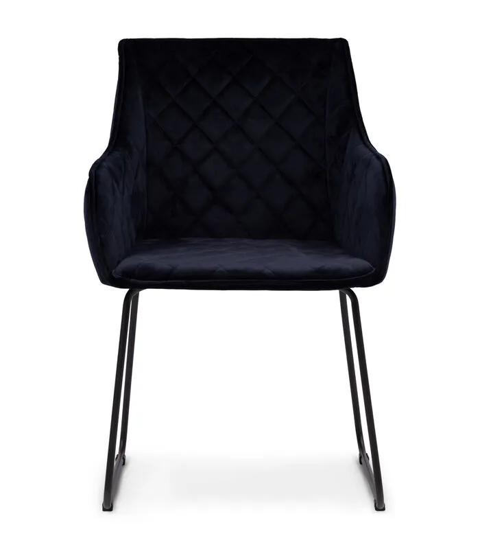 Rivièra Maison Eetkamerstoel Met Armleuning - Isco Drive Dining Armchair - Velvet - Blauw