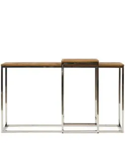 Rivièra Maison Wandtafel - Haltafel - Bushwick Sidetable Hout XL - Set Van 2 Stuks - Zilver