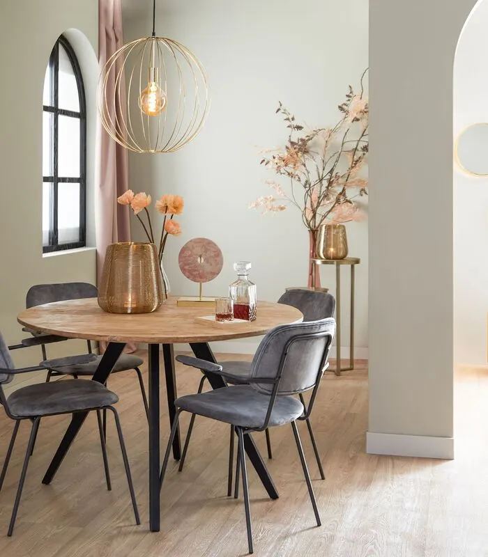 Light & Living Eettafel Magnifera - Hout/Zwart - Ø120cm - Image 2