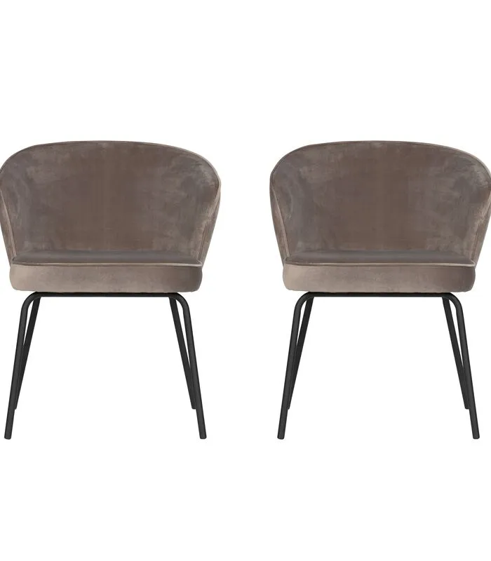 BePureHome Admit Eetkamerstoel - Fluweel - Khaki - Set Van 2