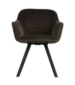 WOOOD Viggo Eetkamerstoel - Velvet - Antraciet - Set Van 2