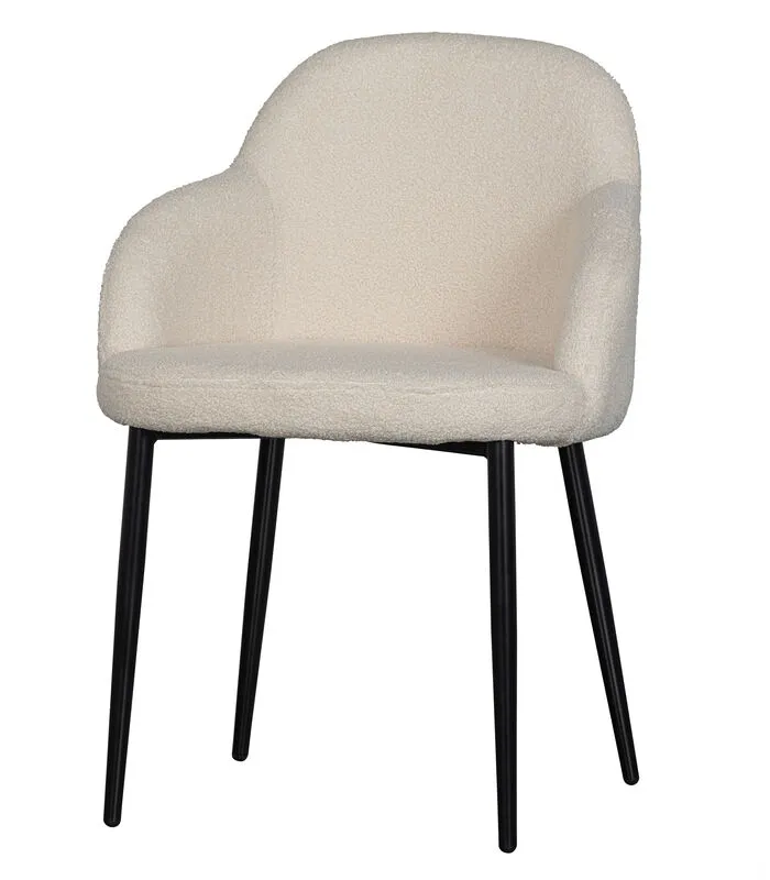 WOOOD Eetkamerstoel Noortje - Teddy - Wit - Set Van 2 - Image 2