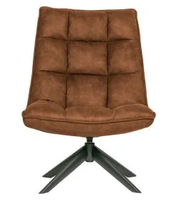 WOOOD Jouke Draaifauteuil - Kunstleer - Cognac - 97x70x85
