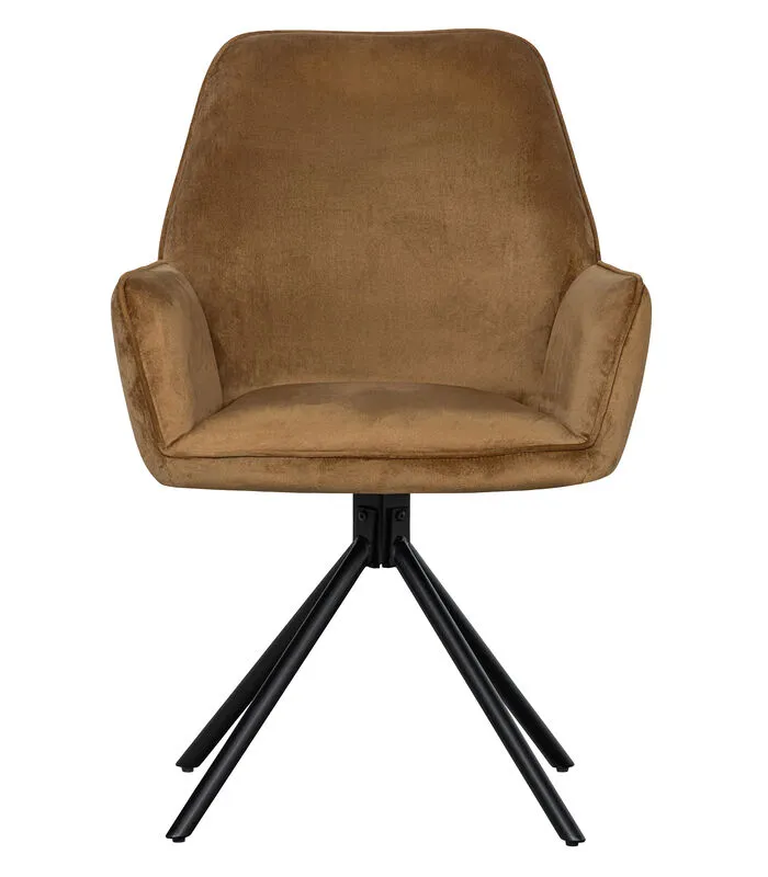 WOOOD Amber Eetkamerstoel - Fluweel - Karamel - Set Van 2