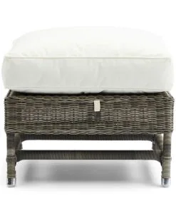 Rivièra Maison Poef Tuin - Nicolas Outdoor Voetenbankje - Grijs Wit