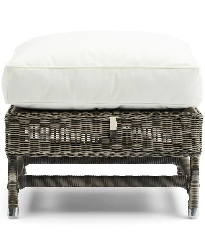 Rivièra Maison Poef Tuin - Nicolas Outdoor Voetenbankje - Grijs Wit