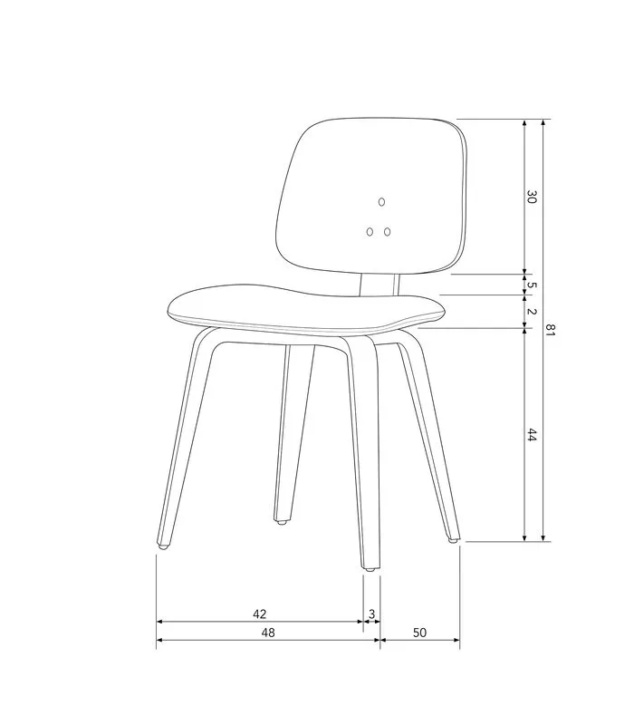 VTwonen Classic Eetkamerstoel - Hout - Zwart - 81x48x50 - Image 4