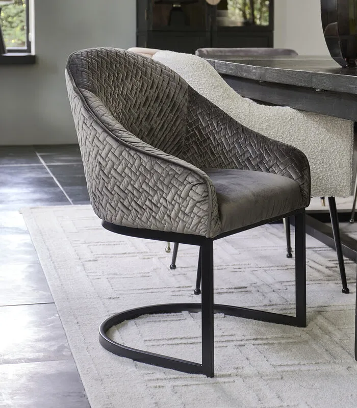 Rivièra Maison Eetkamerstoel Met Armleuning - Lincoln Dining Armchair - Velvet - Antraciet Grijs - Image 2