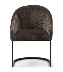 Rivièra Maison Eetkamerstoel Met Armleuning - Lincoln Dining Armchair - Velvet - Antraciet Grijs