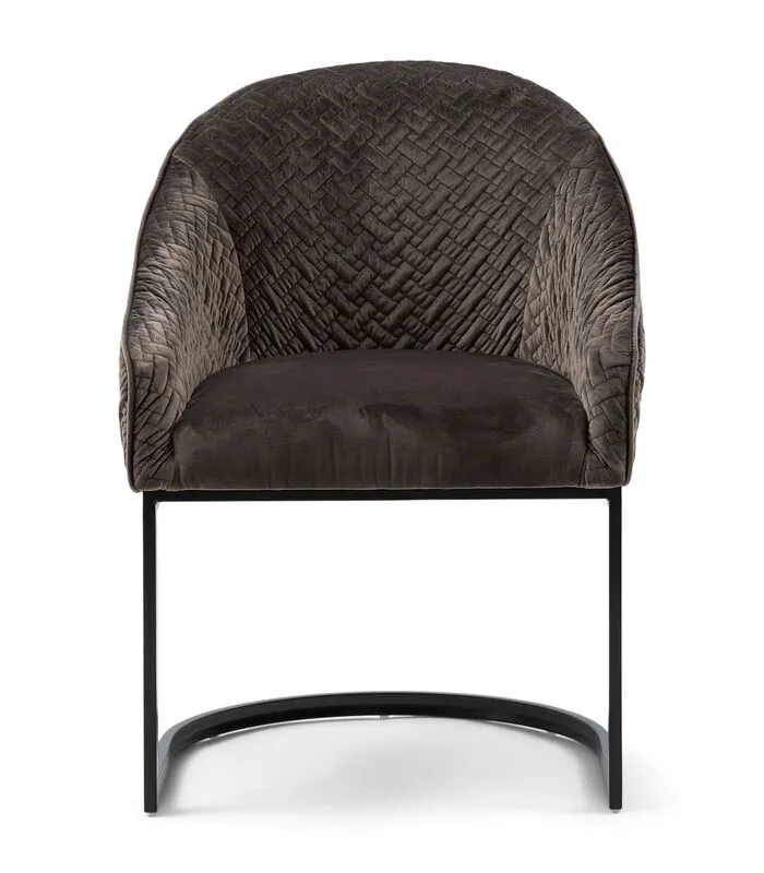 Rivièra Maison Eetkamerstoel Met Armleuning - Lincoln Dining Armchair - Velvet - Antraciet Grijs