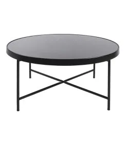 Leitmotiv Salontafel Smooth - Mat Zwart, Zwart Glas Top - 82,5x40cm