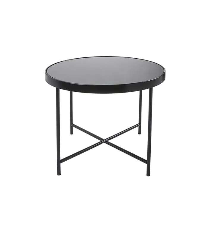 Leitmotiv Salontafel Smooth - Mat Zwart, Zwart Glas Top - 60x46cm