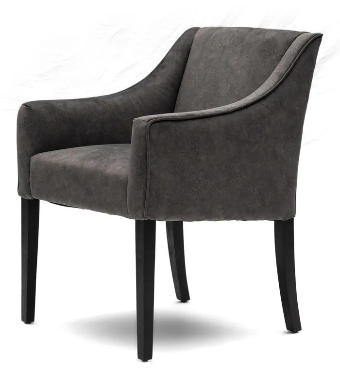 Rivièra Maison Eetkamerstoel Met Armleuning, Zwarte Poten - Savile Row Dining Armchair - Berkshire - Elephant Grijs - 1 Stuk - Image 2