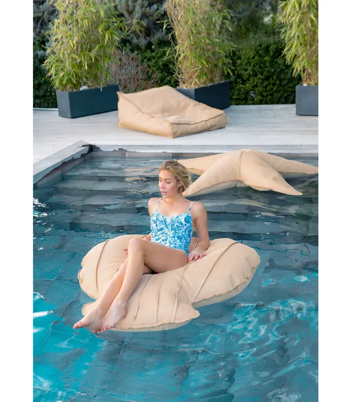 MX HOME Drijvende XL-buitenpoef Schelpvorm Raffia-effect - Image 2