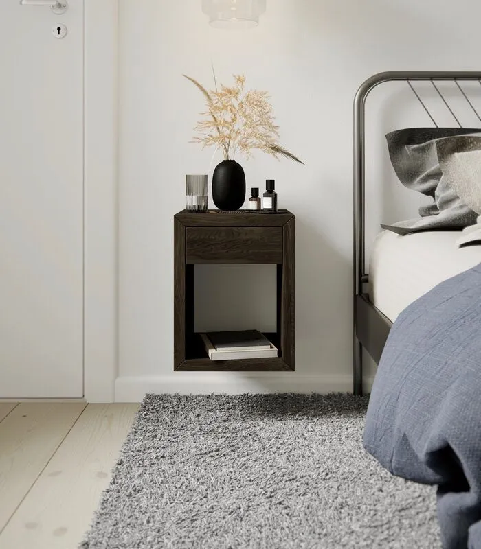 WOODEK Zwevend Nachtkastje HUGO Met Kleine Lade In Berkenhout - Image 2