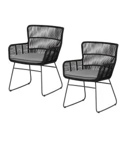 Exotan Tuinstoel Grace - Staal/Touw - Antraciet - Set Van 2