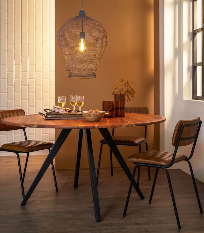 Light & Living Eettafel Mimoso - Hout/Zwart - Ø120cm - Image 2