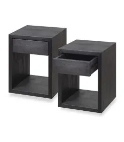 WOODEK 2 X Zwevend Nachtkastje HUGO Met Kleine Lade In Berkenhout
