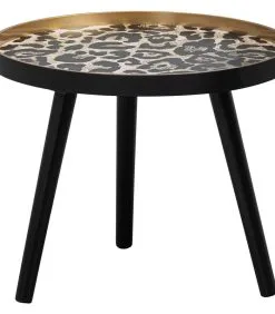 WOOOD Esma Bijzettafel - MDF/Grenen - Panterprint - 34x41x41